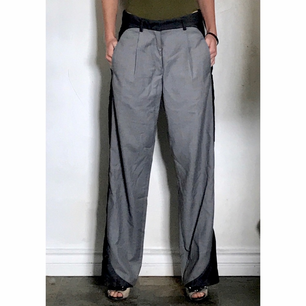 Straight leg suit pants with mesh down the sides